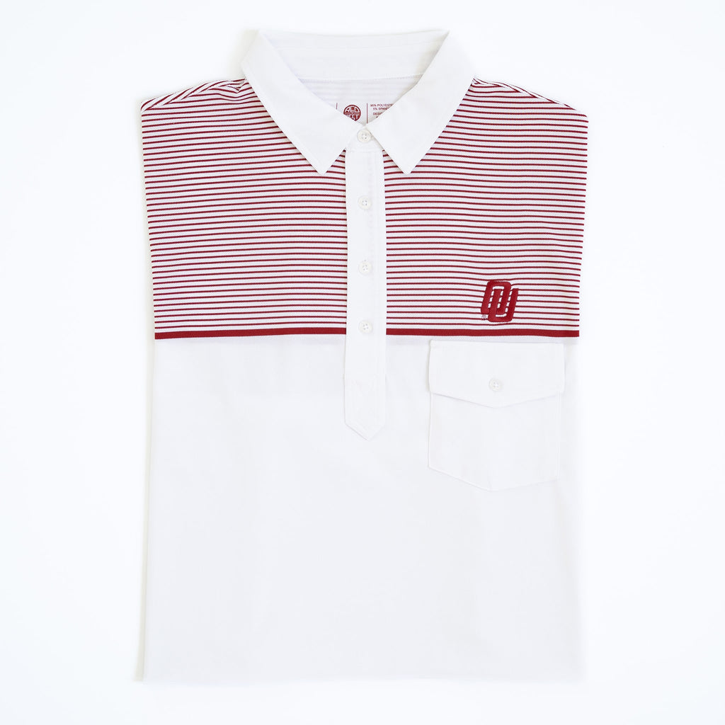 Folded striped vintage OU disco logo gameday polo