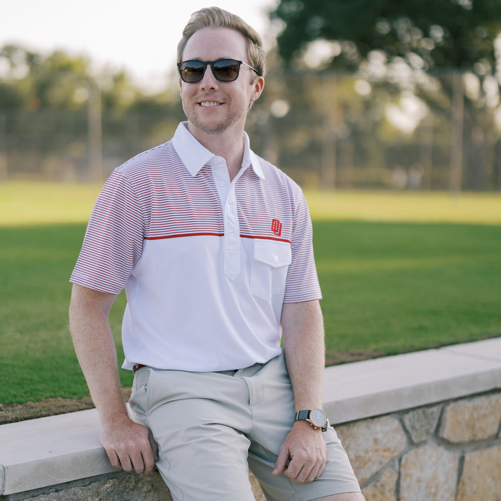 Red and West vintage Oklahoma Sooners OU gameday polo with disco logo 