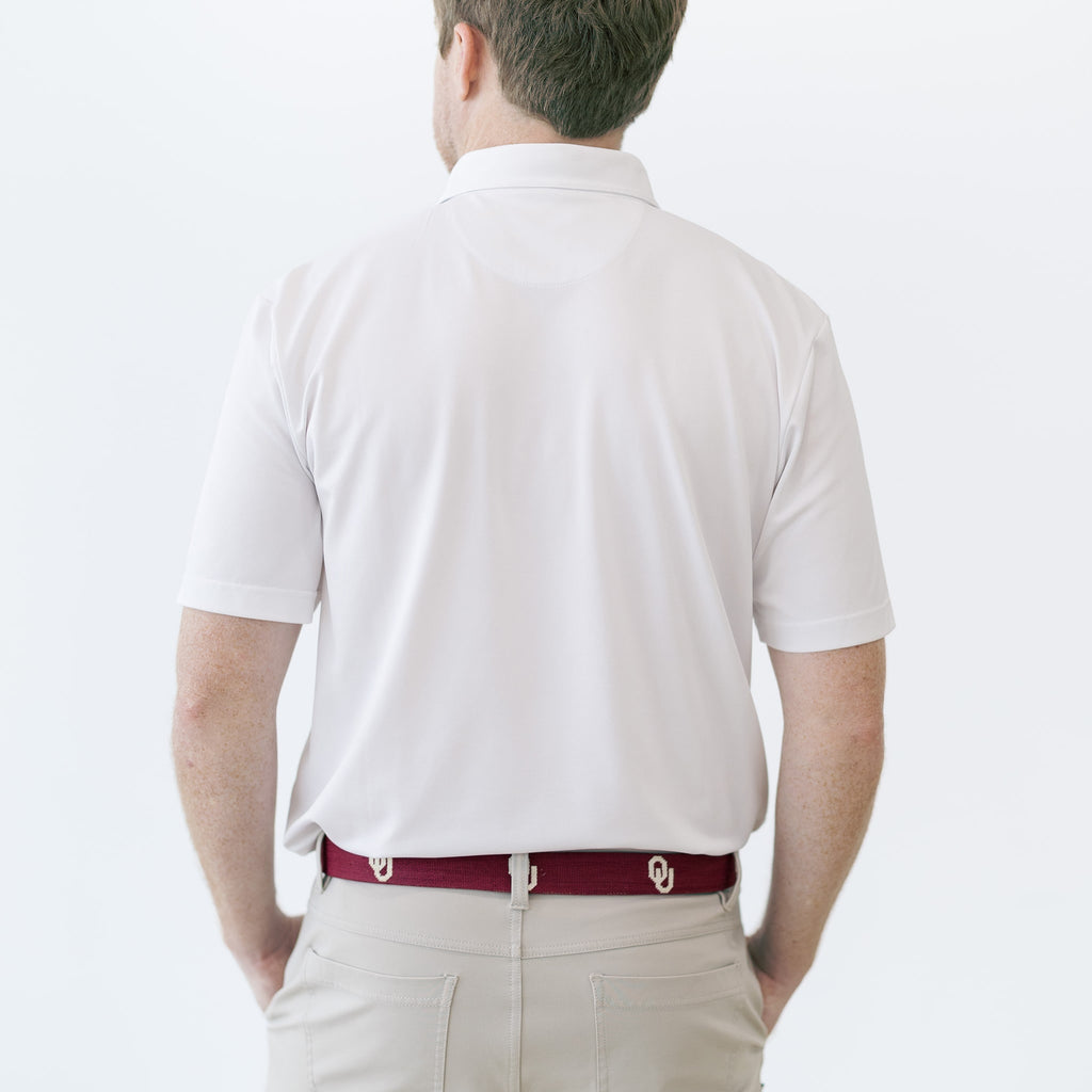Back of vintage 1985 Oklahoma Sooners coaches gameday polo