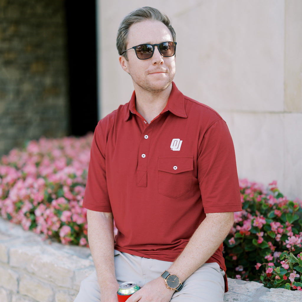 Classic crimson OU vintage gameday polo