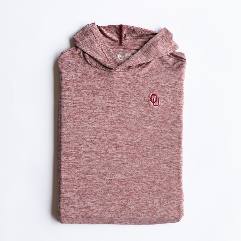 Folded crimson OU performance hoodie