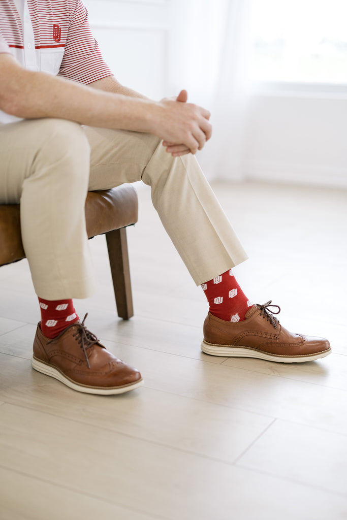 OU gameday socks close up