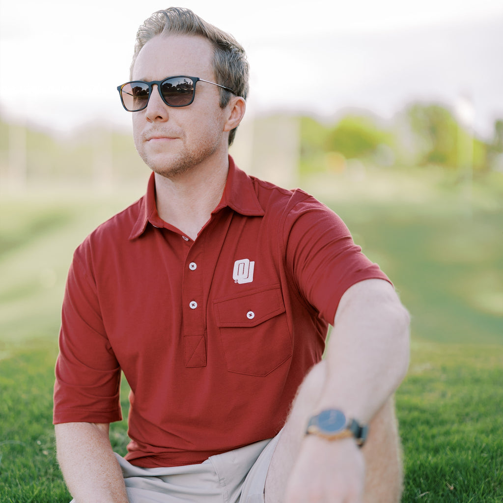 Crimson OU Sooners gameday polo vintage turbo logo