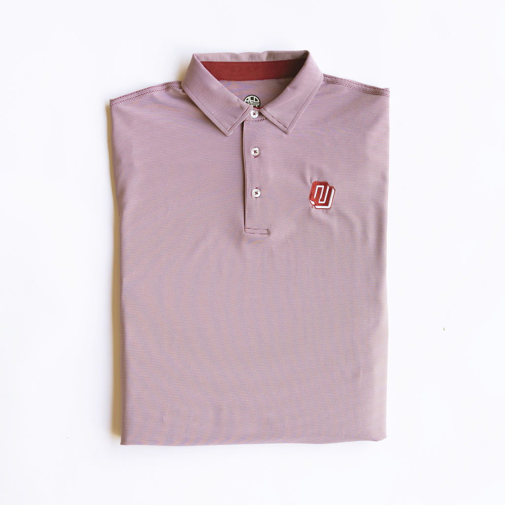 OU sooners mini stripe polo folded flatlay