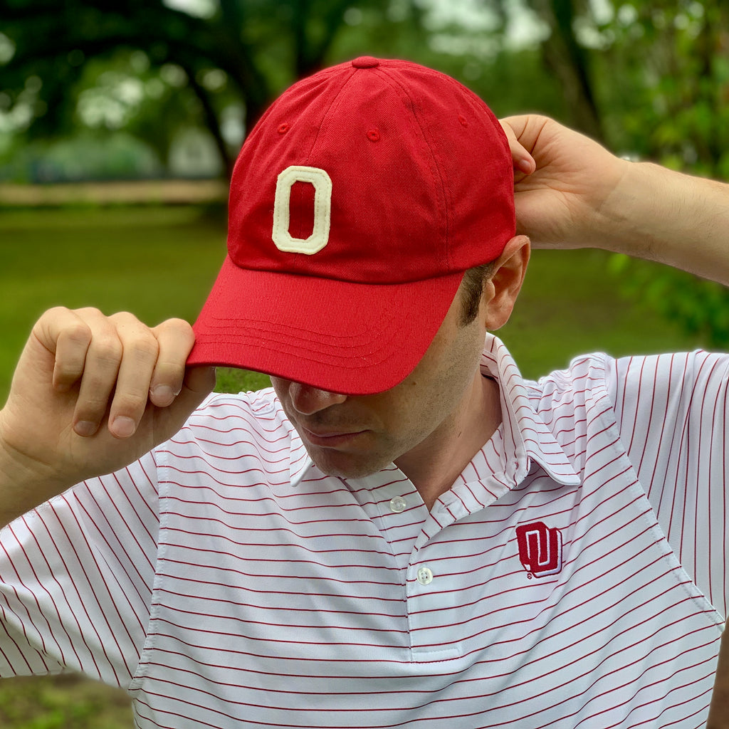 Red & West Oklahoma Sooners Crimson Block O Logo Adjustable Hat Side