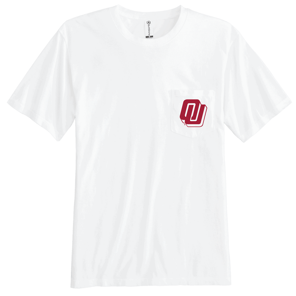 OU Turbo Logo  White Game of the Century Pocket T-Shirt 