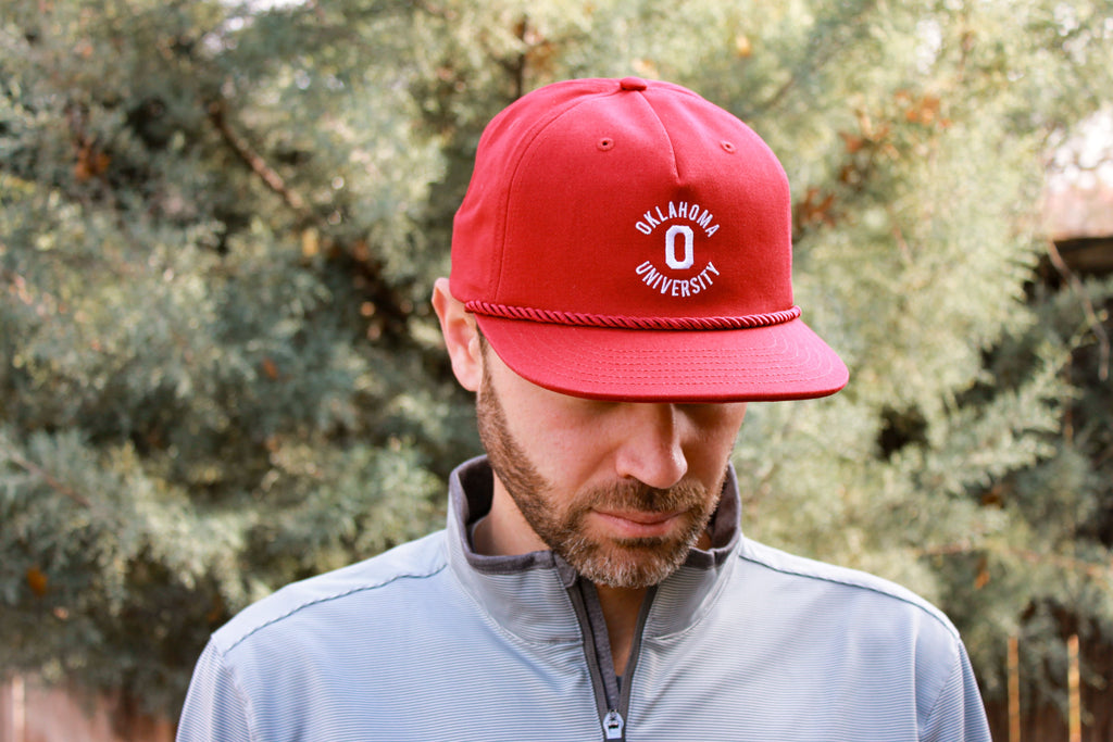 Red Block O University of Oklahoma Sooners rope hat